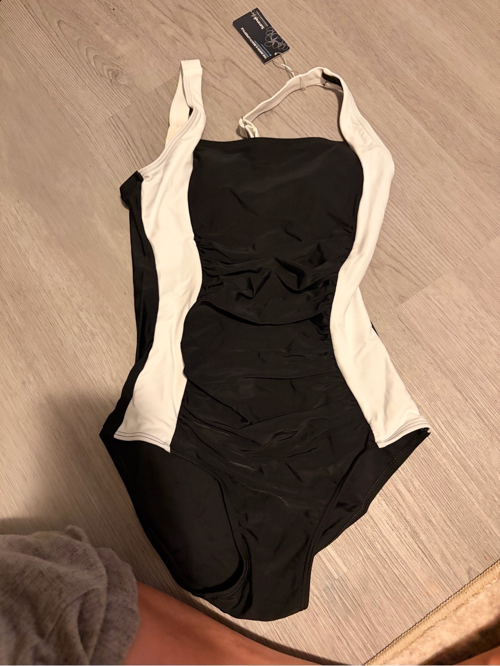 Girls Black and White One-Piece Swimsuit — Athletic Fit